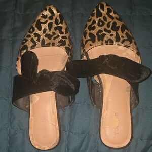 Torrid Gold and Black Leopard Print Mules